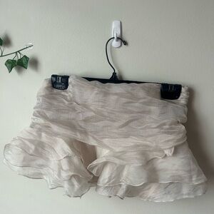 SHEIN Light Cream Layered Ruffle Skater Skirt